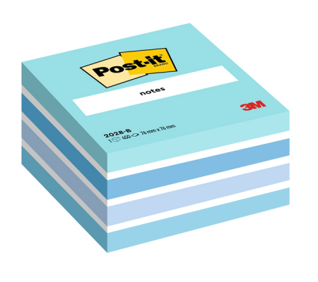Blocco foglietti Cubo - 76 x 76 mm - acqua, bianco, blu uova di pettirosso, blu jeans, blu paradiso - 450 fogli - Post-it 7100172385