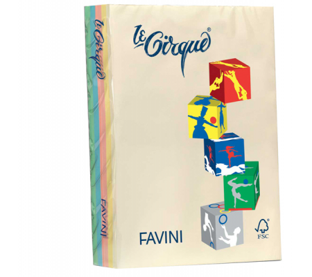 Carta Le Cirque - A4 - 80 gr - mix 5 colori pastello - conf. 500 fogli - Favini A71X504