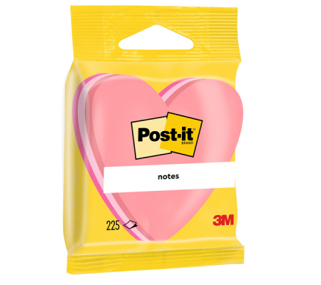 Blocco foglietti cuore - 70 x 70 mm - rosa neon, rosa ultra, rosa pastello - 225 fogli - Post-it - 7100172402 - 3134375349864 - DMwebShop
