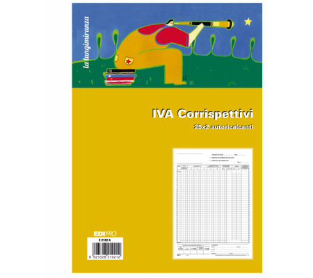 Registro prima nota Iva corrispettivi - 25-25 fogli autoautoricalcanti - 29,7 x 23 cm - Edipro E2102A