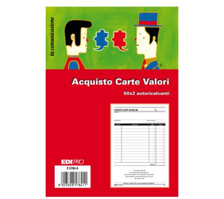Blocco acquisto valori bollati - 50/50 fogli autoricalcanti - 23 x 15 cm - Edipro - E5784A - 8023328578411 - DMwebShop