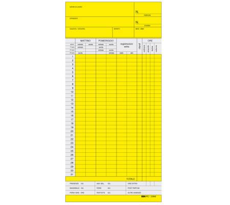Schede orologio mensili - 22 x 10 cm - giallo - conf. 100 pezzi - Edipro - E3866GI - CONFE3866PZ1000 - DMwebShop