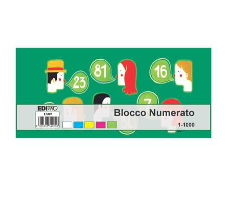 Blocchi numerati - 1-1000 - 5 colori assortiti - 6 x 13 cm - conf. 5 pezzi - Edipro - E5407NEW - 8023328540708 - DMwebShop