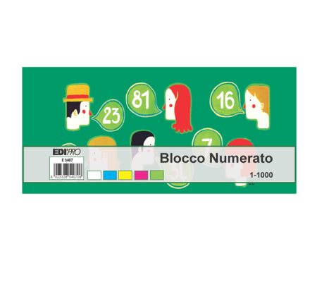 Blocchi numerati (1-1000) - 5 colori assortiti - 6 x 13 cm - Edipro - E5407NEW - 8023328540708 - DMwebShop
