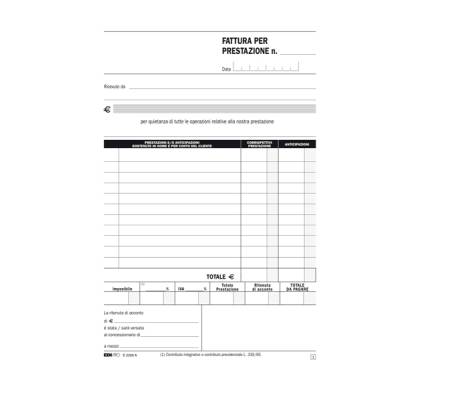 Blocco fatture professionisti - 50-50 fogli autoricalcanti - 23 x 15 cm - Edipro - E5266A - 8023328526610 - DMwebShop