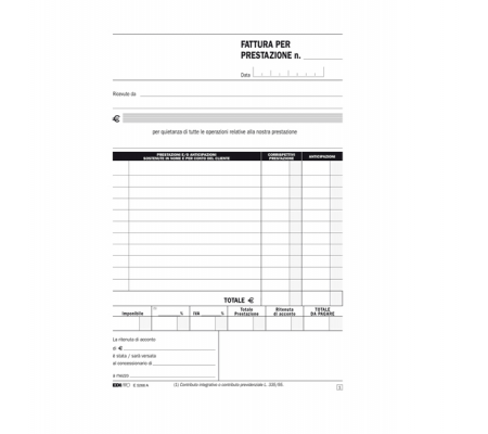 Blocco fatture professionisti - 50-50 fogli autoricalcanti - 23 x 15 cm - Edipro E5266A