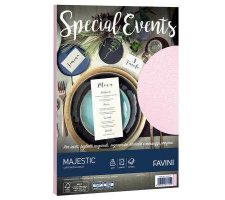 Carta metallizzata Special Events - A4 - 120 gr - rosa - conf. 20 fogli - Favini A69S154
