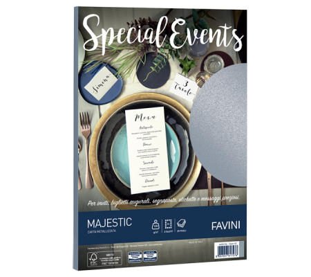 Carta metallizzata Special Events - A4 - 120 gr - argento - conf. 20 fogli - Favini - A69U154 - 8007057617276 - DMwebShop