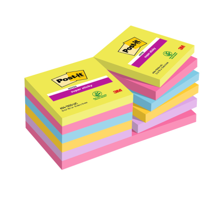 Blocco foglietti Super Sticky - colori Ultra - 76 x 76 mm - 90 fogli - Post-it 7100290156