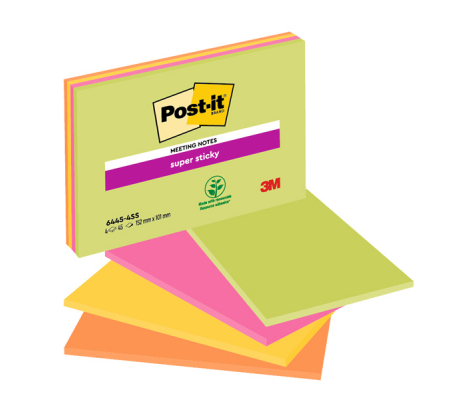 Blocco foglietti Super Sticky Meeting Notes - rosa e verde neon - 152 x 101 mm - 45 fogli - Post-it - 76028 - 7100235019 - 051131849686 - DMwebShop