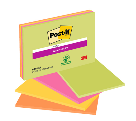 Blocco foglietti Super Sticky Meeting Notes - giallo e rosa neon - 203 x 152 mm - 45 fogli - Post-it - 7100234637 - 051131849693 - DMwebShop