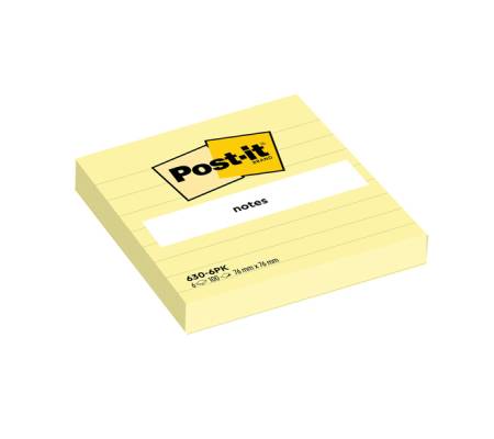 Blocco foglietti - giallo Canary - a righe - 76 x 76 mm - 100 fogli - conf. 6 pezzi - Post-it - 7100263309 - 59117CNF01 - DMwebShop