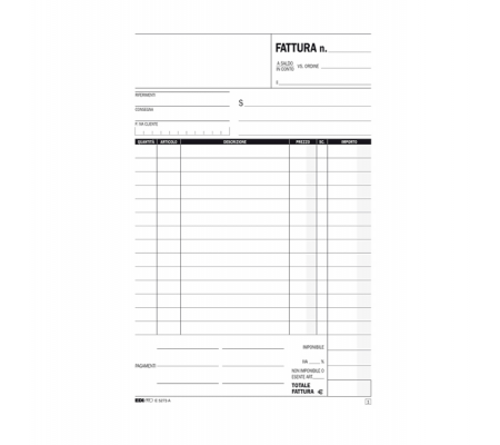 Blocco fattura 1 aliquota - 33 fogli 3 copie autoricalcanti - 23 x 14,8 cm - Edipro E5273CT