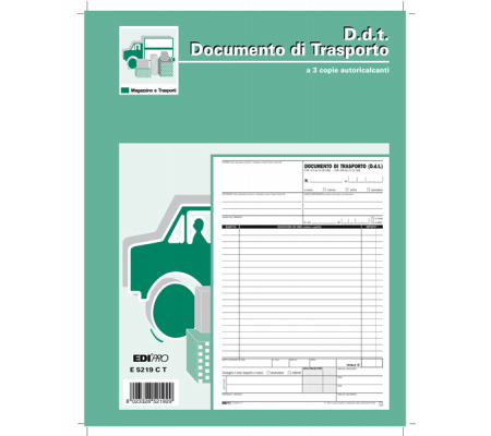 Blocco DDT - 33 fogli 3 copie autoricalcanti - 29,7 x 22 cm - Edipro E5219CT