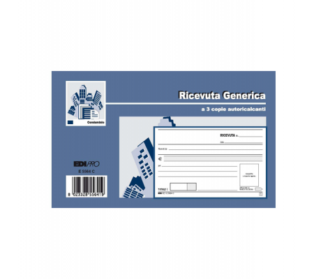 Blocco ricevute generiche - 33 fogli 3 copie autoricalcanti - 9,9 x 17 cm - Edipro - E5564CT -  - DMwebShop