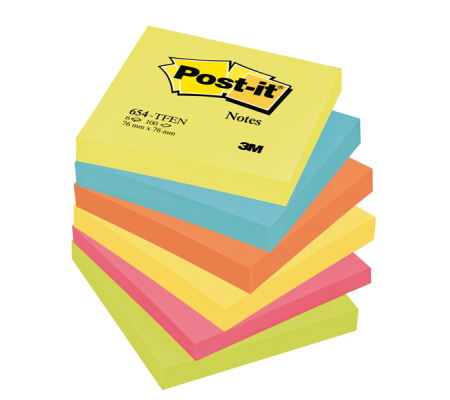 Blocco foglietti Colori Energy - colori assortiti - 76 x 76 mm - 72 gr - 100 fogli - Post-it 7100183441