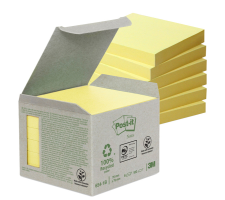 Blocco Notes Green - giallo - 76 x 76 mm - 100 fogli - riciclabile - 654-1B Post-it 7100172252