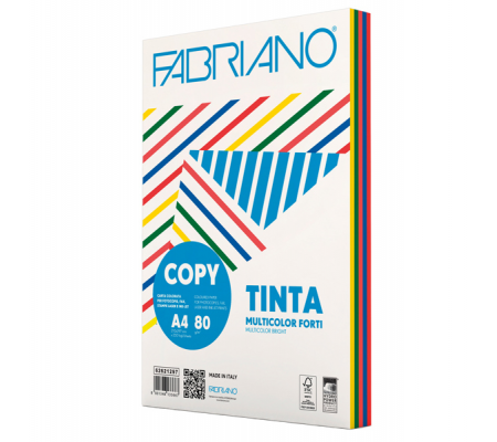 Carta Copy Tinta Multicolor - A4 - 80 gr - mix 5 colori forti - conf. 250 fogli - Fabriano - 62621297 - 8001348133667 - DMwebShop