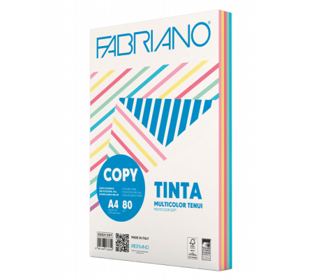 Carta Copy Tinta Multicolor - A4 - 80 gr - mix 5 colori tenui - conf. 250 fogli - Fabriano - 62521297 - 8001348133650 - DMwebShop