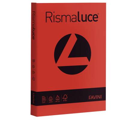 Carta Rismaluce A4,200 gr rosso scarlatto 61 conf 125 fogli Favini A67C104 - 5743