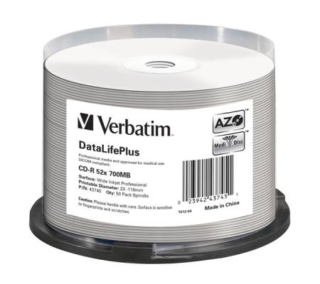 Scatola 50 CD-R Data Life Plus - spindle 1X-52X - 700Mb - Verbatim - 43745 - 23942437451 - DMwebShop