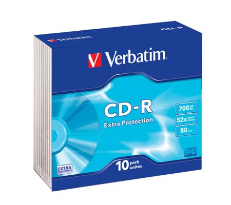 Scatola 10 CD-R DataLife Extra Protection - slim case - 52X - 700Mb - Verbatim - 43415 - 23942434153 - DMwebShop