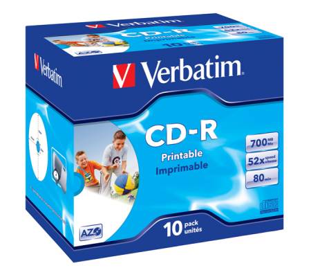 Scatola 10 CD-R DataLife Plus - Jewel Case - 1X-52X - stampabile inkjet - 700Mb - Verbatim - 43325 - 23942433255 - DMwebShop
