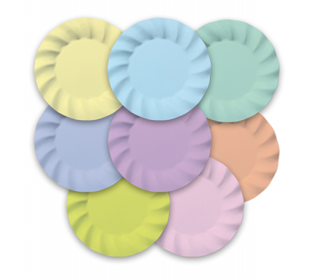 Piatti carta - Ø 20 cm - colori assortiti soft rainbow pastello - conf. 8 pezzi - Big Party - 30430 -  - DMwebShop