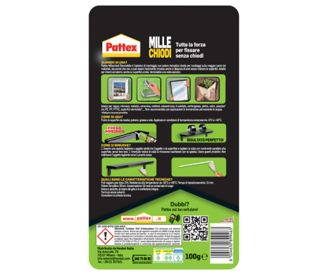 Adesivo MilleChiodi removibile - 100 gr - Pattex 1948307 - 2716414 - 66639_1 - DMwebShop