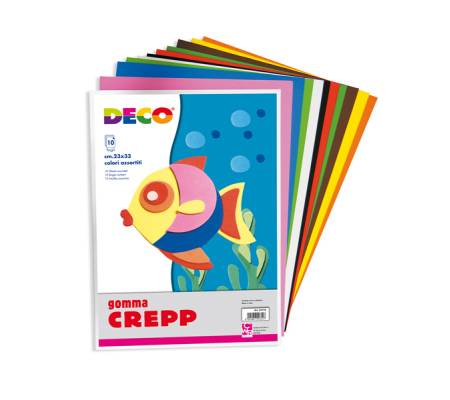 Gomma Crepp - 20 x 30 cm - colori assortiti - conf. 10 fogli - Deco - 04754 - 8004957047547 - DMwebShop
