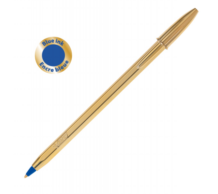 Penna a sfera Cristal Shine con cappuccio - punta media 1 mm - blu - fusto gold - scatola 20 pezzi - Bic - 9213401 - 3086123356122 - DMwebShop