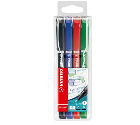 Fineliner Sensor - tratto 0,3 mm - 4 colori assortiti - conf. 4 pezzi - Stabilo - 189/4 - 4006381109086 - DMwebShop