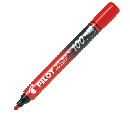 Marcatore Permanente Markers 100 - punta tonda - 4,5 mm - rosso - Pilot - 002707 - 4902505511103 - DMwebShop