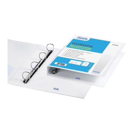 Raccoglitore personalizzabile Europa - 4 anelli a D - Ø 30 mm - dorso 4 cm - f.to utile 22 x 30 cm - bianco - Favorit - 100460463 - DMwebShop