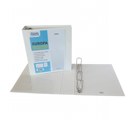 Raccoglitore personalizzabile Europa - 4 anelli quadri 65 mm - dorso 8 cm - f.to utile 22 x 30 cm - bianco - Favorit - 100460471 - DMwebShop