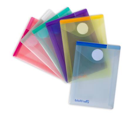 Buste con velcro - formato verticale - 8 x 11,5 cm - PP - colori assortiti - conf. 6 colori - Djois - B510219 - 3377995102192 - DMwebShop