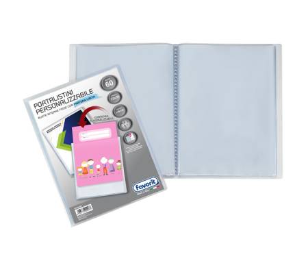 Portalistini personalizzabile Premium - liscio - 22 x 30 cm - 60 buste - trasparente - Favorit - 400090486 - 8006779004487 - DMwebShop