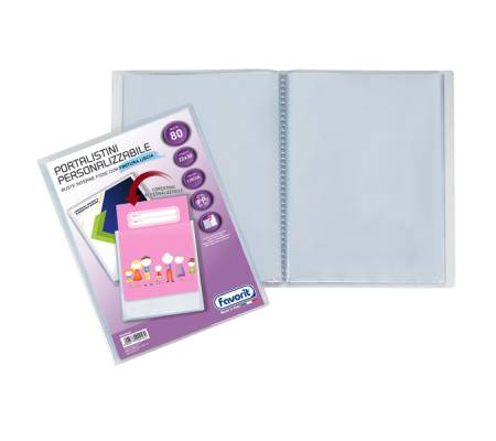 Portalistini personalizzabile Premium - liscio - 22 x 30 cm - 80 buste - trasparente - Favorit - 400090487 - 8006779004562 - DMwebShop