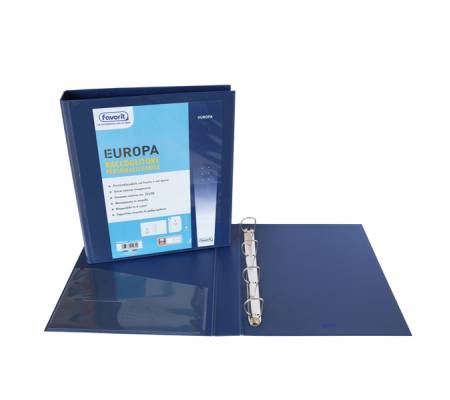 Raccoglitore personalizzabile Europa 4 anelli a D 50 mm dorso 6 cm 22 x 30 cm blu Favorit 100460470 - 5150