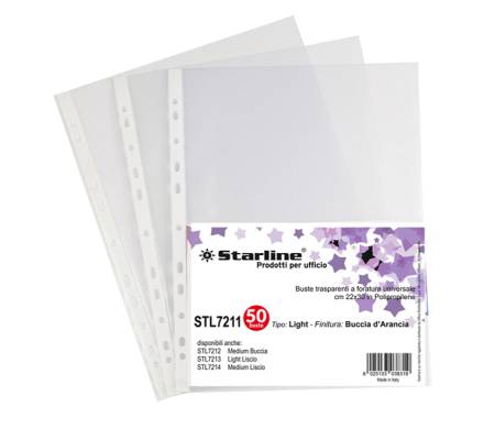 Buste forate Light - buccia - 22 x 30 cm - trasparente - conf. 50 pezzi - Starline - 662208stl - 8025133038319 - DMwebShop