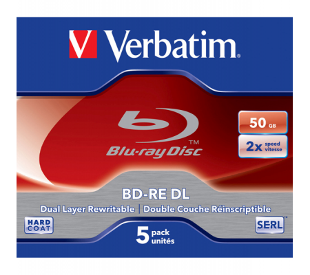 Scatola 5 Blu Ray BD-RE DL Jewel Case - rescrivibile - 50GB - Verbatim - 43760 - 023942437604 - DMwebShop
