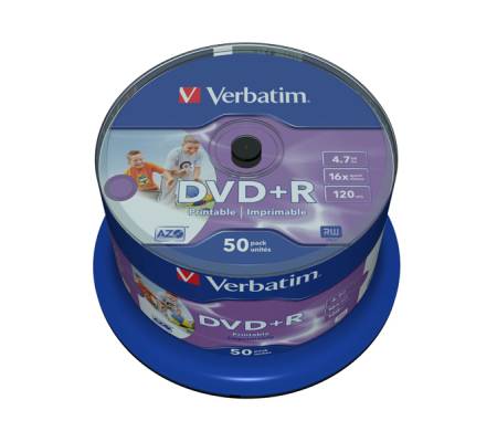 Scatola 50 DVD+R - stampabile - 4,7 Gb - Verbatim - 43512 - 23942435129 - DMwebShop