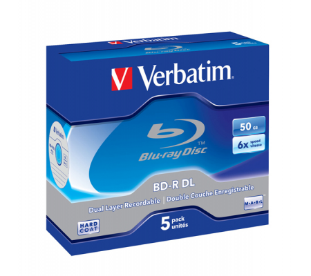 Scatola 5 DVD Blu Ray BD-R SL - Jewel Case - Bianco-Blu - 50 Gb - Verbatim - 43748 - 023942437482 - DMwebShop