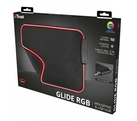 Tappetino per mouse GXT 765 Glide Flex - con illuminazione RGB - 4 porte USB - Trust - 23646 - DMwebShop