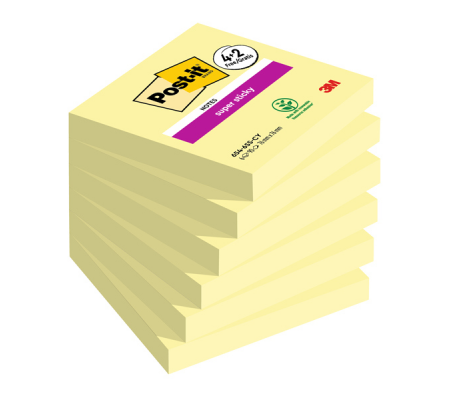 Blocco foglietti Super Sticky - 76 x 76 mm - 90 fogli - giallo canary - conf 6 blocchi - Post-it - 7100259321 - 4054596926141 - DMwebShop