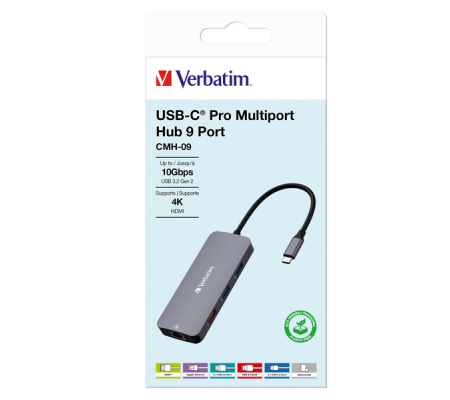 USB-C Pro Multiport Hub 9 Port CMH-09 - Verbatim - 32152 - 023942321521 - DMwebShop