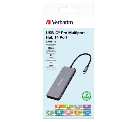 USB-C Pro Multiport Hub 14 Port CMH-14 - Verbatim - 32154 - 23942321545 - DMwebShop