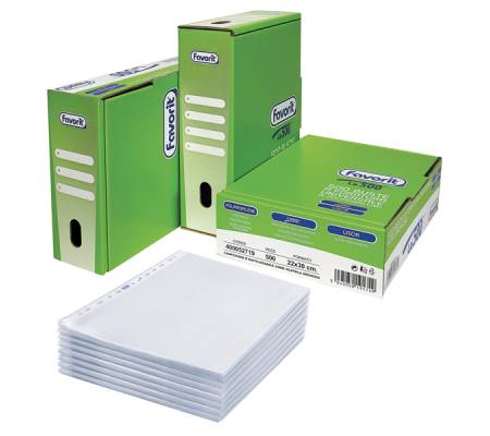 Buste forate La 500 - Linear - liscio - 22 x 30 cm - trasparente - conf. 500 pezzi - Favorit - 400052719 - 3045050191749 - DMwebShop