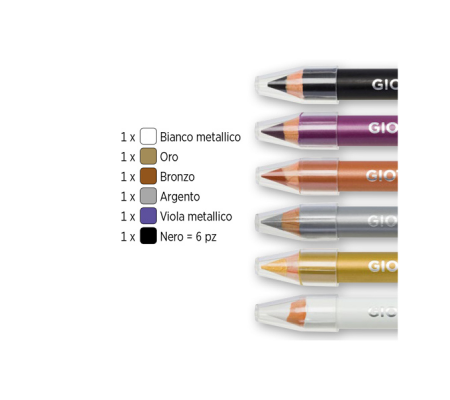 Matite cosmetiche Make Up - mina Ø 6,25 mm - colori metal - conf. 6 pezzi - Giotto - 474100 - 8000825031137 - 88324_1 - DMwebShop