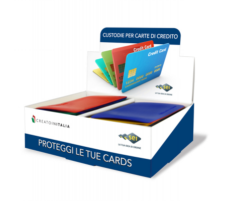Porta carte di credito Card 6 Color - 6 tasche - 5,8 x 8,7 cm - colori assortiti - conf. 5 pezzi - Sei Rota - 48421690 - 8004972019413 - 53985_1 - DMwebShop
